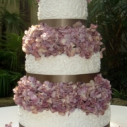 buttercream and hydrangeas wedding cake